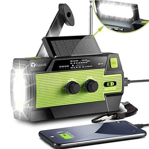 Disaster Prevention Emergency Flashlight Radio Solar Hand Crank Rechargeable Rechargeable Multifunctional LED Reading Light Radi